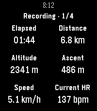 Locus recording dashboard on Pebble Time 2