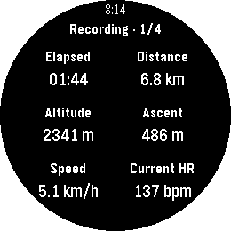 Locus recording dashboard on Pebble Round 2